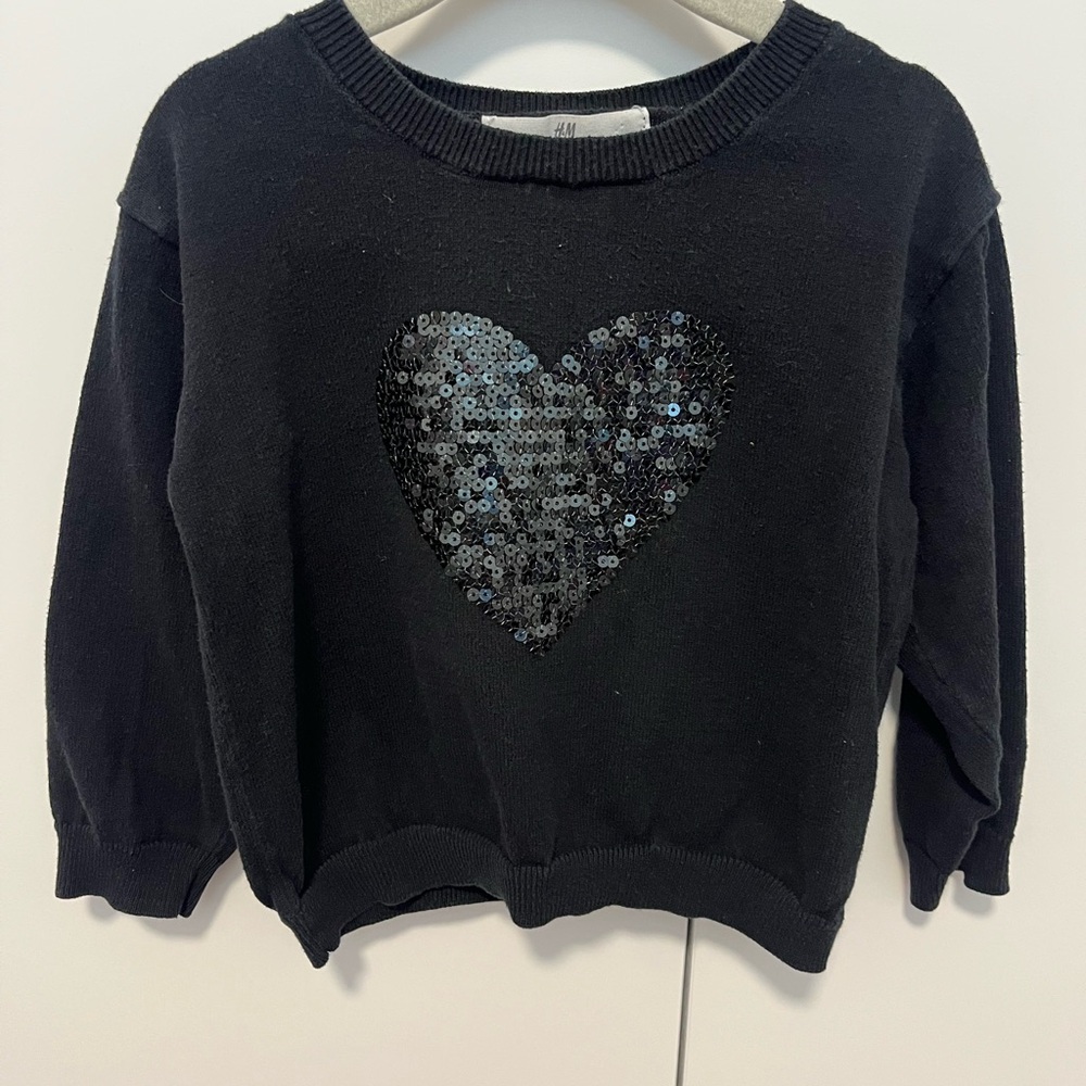 H&M Black Sequin Heart Sweater